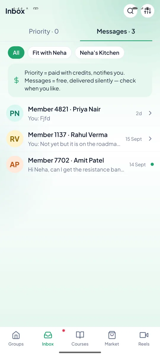 Creator inbox